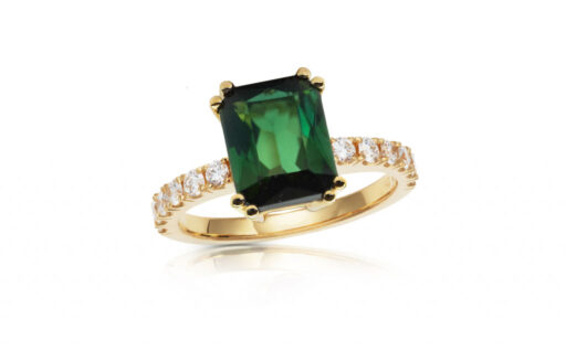zlatý prsten s verdelitem 2.83ct green s IGI certifikátem