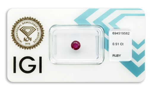 rubín 0.51ct deep purplish pink - red s IGI certifikátem