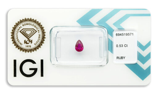 rubín 0.53ct deep purplish pink - red (tepelně neupraven) s IGI certifikátem