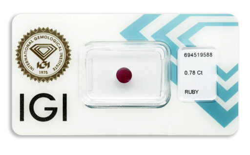 rubín 0.78ct deep purplish red (tepelně neupraven) s IGI certifikátem