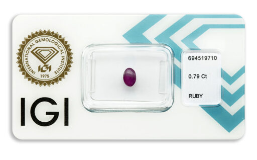 rubín 0.79ct deep purple - red (tepelně neupraven) s IGI certifikátem