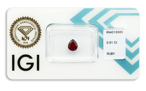 rubín 0.91ct deep purple - red (tepelně neupraven) s IGI certifikátem