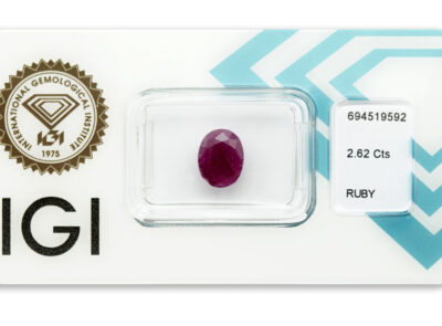 rubín 2.62ct deep purplish red (tepelně neupraven) s IGI certifikátem