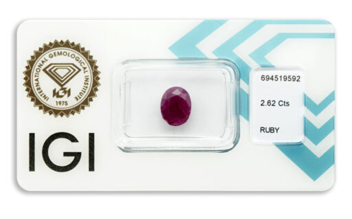 rubín 2.62ct deep purplish red (tepelně neupraven) s IGI certifikátem