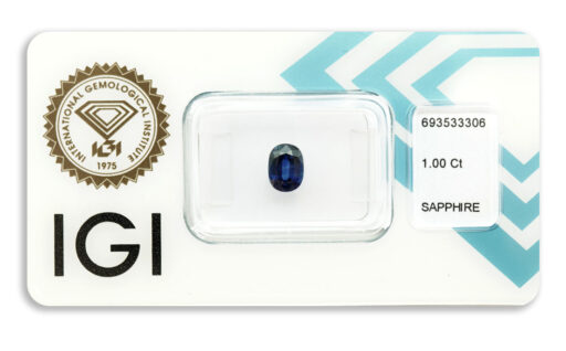 safír 1.00ct deep blue s IGI certifikátem