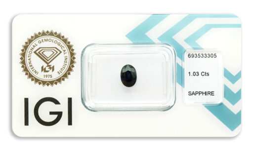 safír 1.03ct dark blue (tepelně neupraven) s IGI certifikátem