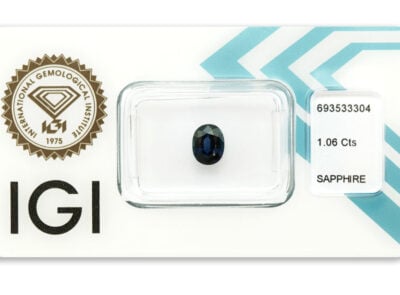 safír 1.06ct deep blue (tepelně neupraven) s IGI certifikátem