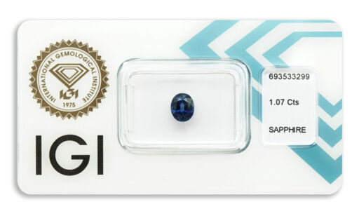 safír 1.07ct deep blue (tepelně neupraven) s IGI certifikátem