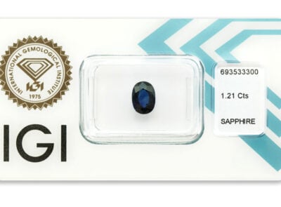 safír 1.21ct deep blue s IGI certifikátem