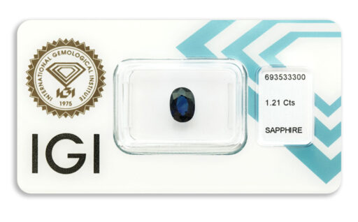safír 1.21ct deep blue s IGI certifikátem