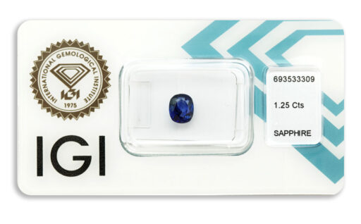 safír 1.25ct deep blue (tepelně neupraven) s IGI certifikátem