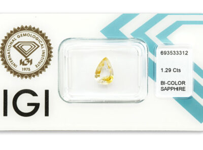 safír 1.29ct yellow / colorless s IGI certifikátem