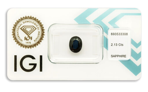safír 2.13ct dark blue (tepelně neupraven) s IGI certifikátem