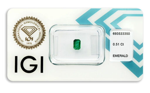 smaragd 0.51ct deep bluish green s IGI certifikátem