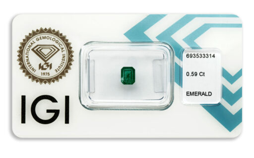 smaragd 0.59ct deep bluish green s IGI certifikátem