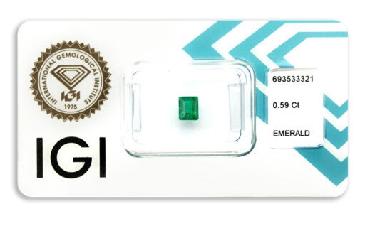 smaragd 0.59ct deep bluish green s IGI certifikátem
