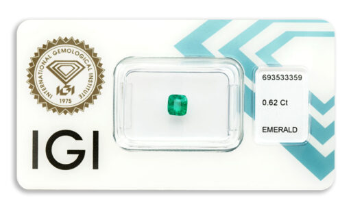smaragd 0.62ct deep bluish green s IGI certifikátem