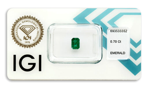 smaragd 0.70ct deep bluish green s IGI certifikátem