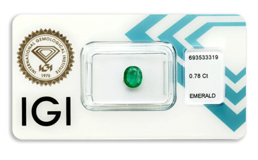 smaragd 0.78ct bluish green s IGI certifikátem