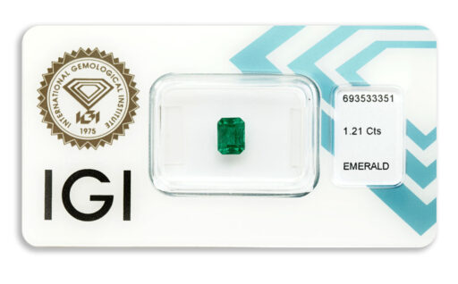 smaragd 1.21ct deep bluish green s IGI certifikátem