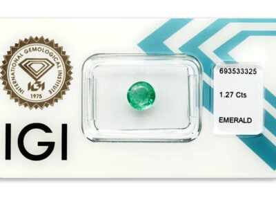 smaragd 1.27ct bluish green s IGI certifikátem
