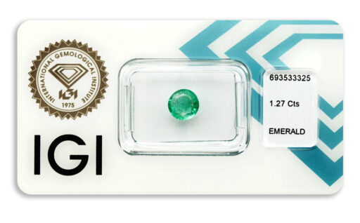 smaragd 1.27ct bluish green s IGI certifikátem