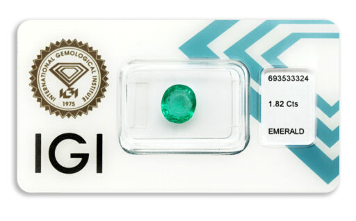 smaragd 1.82ct bluish green s IGI certifikátem