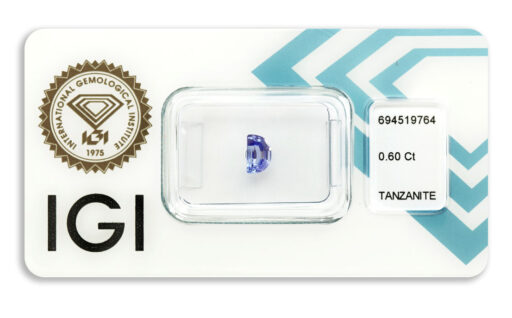 tanzanit 0.60ct violetish blue s IGI certifikátem