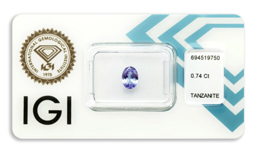 tanzanit 0.74ct violetish blue s IGI certifikátem