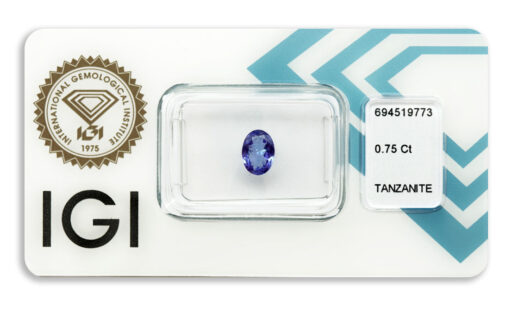 tanzanit 0.75ct violetish blue s IGI certifikátem
