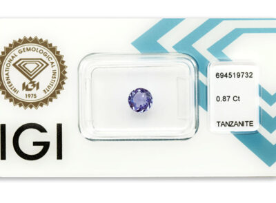 tanzanit 0.87ct bluish violet s IGI certifikátem