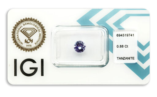 tanzanit 0.88ct bluish violet s IGI certifikátem