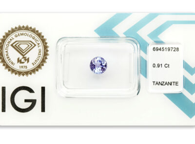 tanzanit 0.91ct deep bluish violet s IGI certifikátem