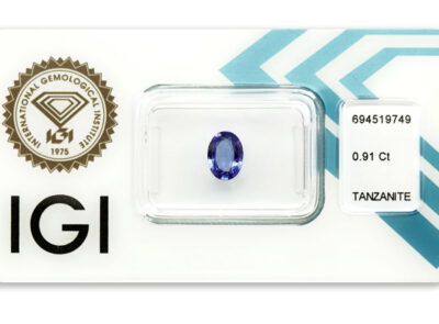 tanzanit 0.91ct violetish blue s IGI certifikátem
