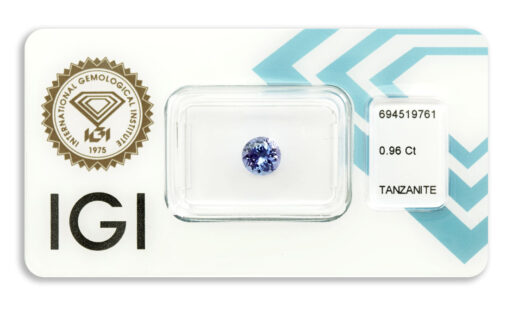 tanzanit 0.96ct violetish blue s IGI certifikátem