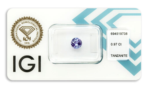 tanzanit 0.97ct deep bluish violet s IGI certifikátem