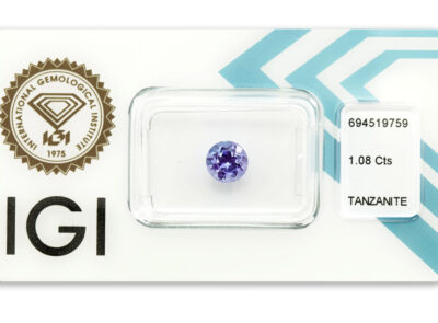 tanzanit 1.08ct violetish blue s IGI certifikátem