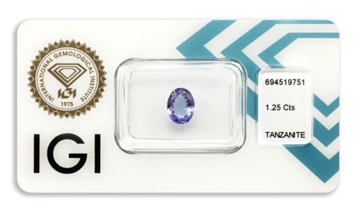 tanzanit 1.25ct violetish blue s IGI certifikátem