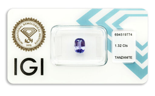 tanzanit 1.32ct deep bluish violet s IGI certifikátem