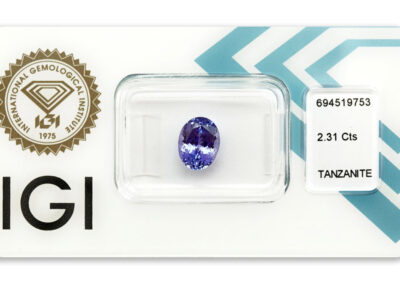 tanzanit 2.31ct deep violet - blue s IGI certifikátem
