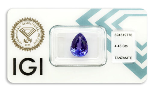 tanzanit 4.43ct deep violetish blue s IGI certifikátem