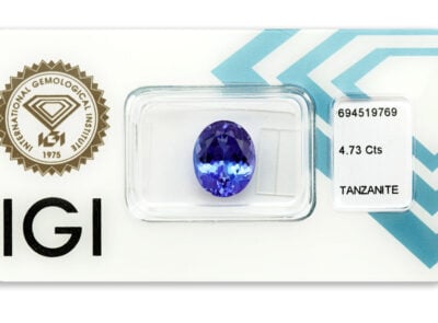 tanzanit 4.73ct deep violetish blue s IGI certifikátem