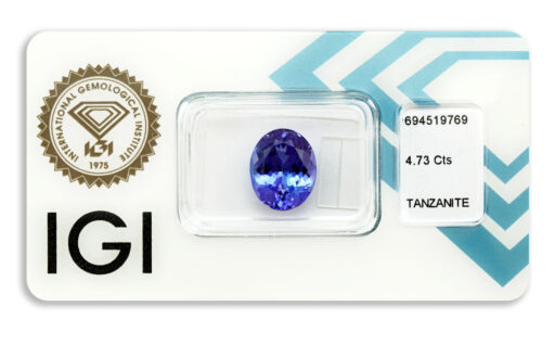 tanzanit 4.73ct deep violetish blue s IGI certifikátem