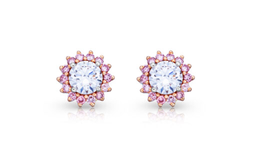 zlaté diamantové náušnice 1.07ct D/VVS2 s GIA certifikáty a růžovými diamanty Argyle 0.29ct
