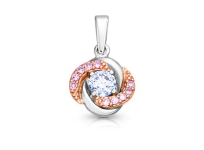 zlatý přívěsek s diamantem 0.34ct D/VVS2 s GIA certifikátem a růžovými diamanty ARG 0.10ct