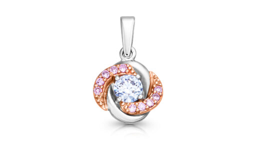 zlatý přívěsek s diamantem 0.34ct D/VVS2 s GIA certifikátem a růžovými diamanty Argyle 0.10ct