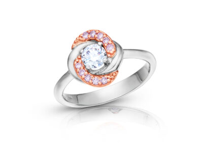 zlatý prsten s diamantem 0.34ct D/VVS2 s GIA certifikátem a růžovými diamanty ARG 0.10ct