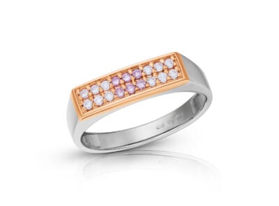 zlatý prsten s růžovými diamanty ARG 0.07ct