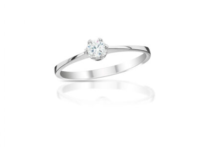 Diamantový prsten model 6 krapen - 14k bílé zlato