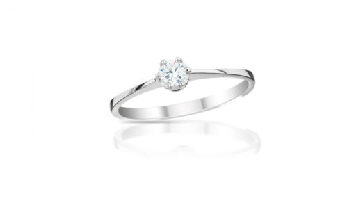 Diamantový prsten model 6 krapen - 14k bílé zlato